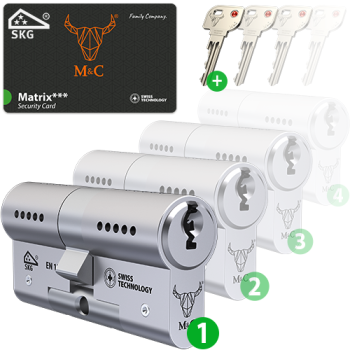 M&C Matrix cilinder met kerntrekbeveiliging SKG*** - nabestellen M&C Matrix cilinder met kerntrekbeveiliging SKG*** - nabestellen